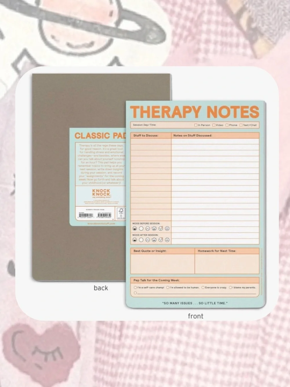 Knock Knock Pastel Therapy Session Notes Memo Notepad